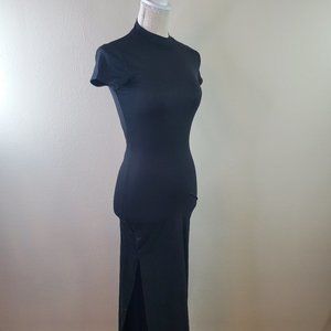 Absolutely Love It Black Short Sleeve Mock Neck Bodycon Dress